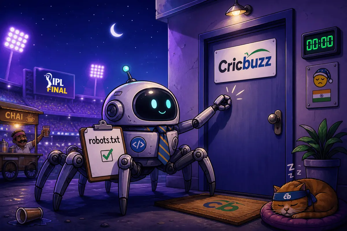 Polite crawler bot at Cricbuzz door after IPL final